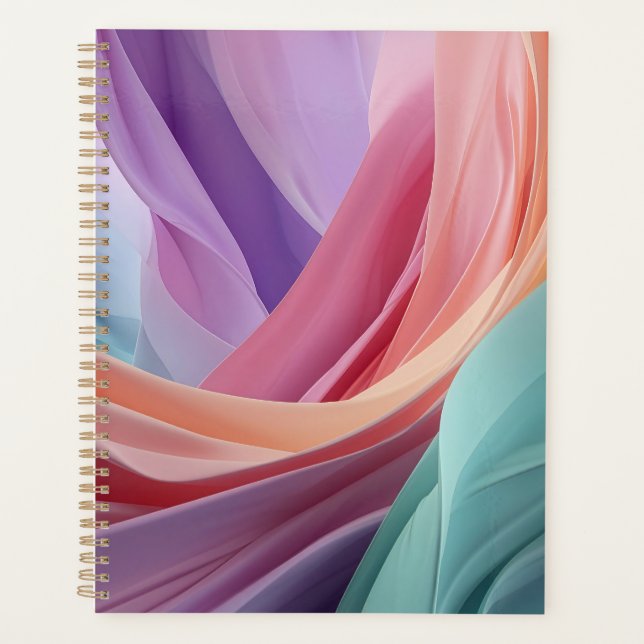 Abstract Pastel Fabric Waves  Planner (Front)