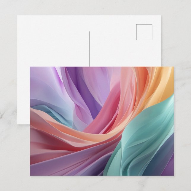 Abstract Pastel Fabric Waves  Postcard (Front/Back)
