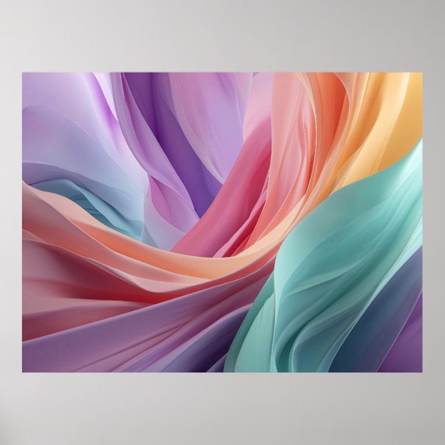 Abstract Pastel Fabric Waves  Poster (Front)
