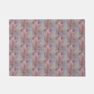 Abstract Pastel Floral Doormat
