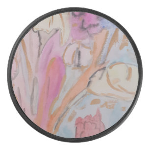 Abstract Pastel Floral Hockey Puck