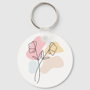 Abstract Pastel Floral Keychain