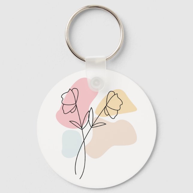 Abstract Pastel Floral  Keychain (Front)