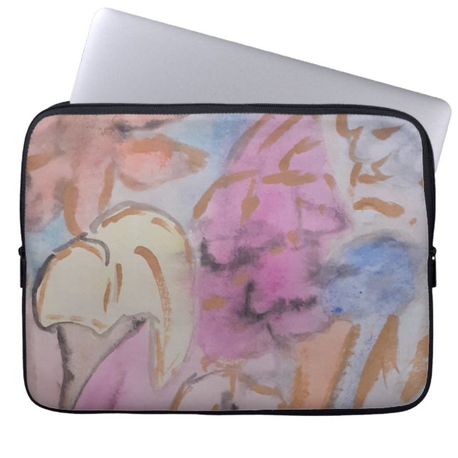 Abstract Pastel Floral Laptop Sleeve (Front)