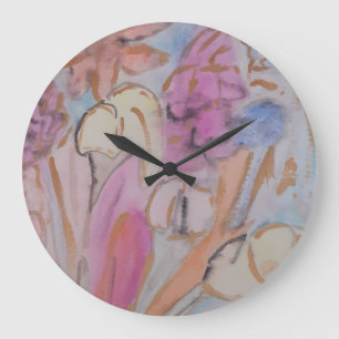 Abstract Pastel Floral Large Clock