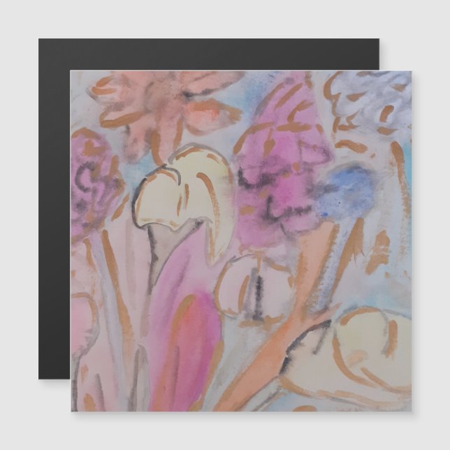 Abstract Pastel Floral Magnetic Card (Front/Back)