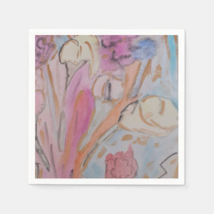 Abstract Pastel Floral Napkin