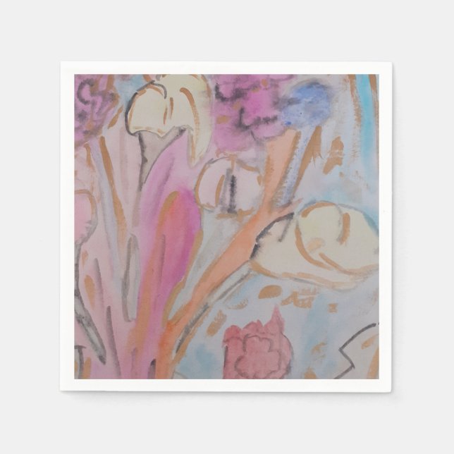 Abstract Pastel Floral Napkin (Front)