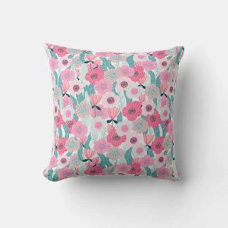 Abstract pastel floral pattern. Beautiful pink flo Throw Pillow