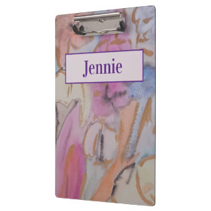 Abstract Pastel Floral Personalized Clipboard