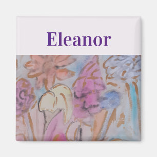 Abstract Pastel Floral Personalized Magnet