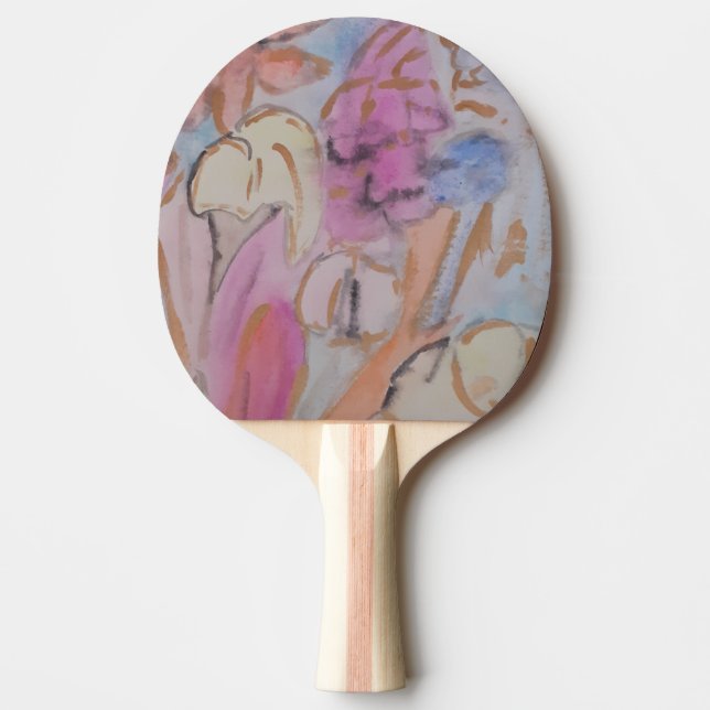Abstract Pastel Floral Ping Pong Paddle (Front)