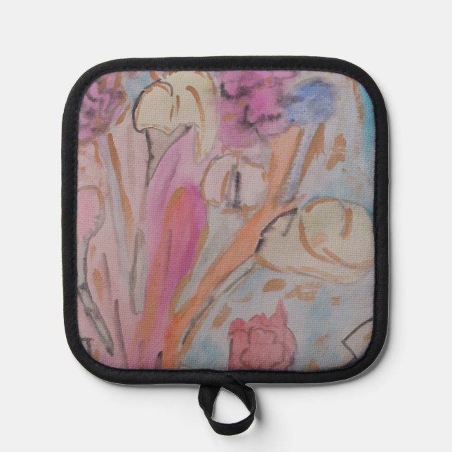 Abstract Pastel Floral Pot Holder (Front)