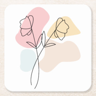 Abstract Pastel Floral    Square Paper Coaster