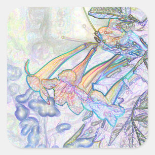 Abstract Pastel Flowers Drawing Square Sticker