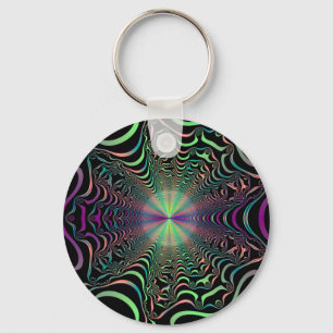 Abstract Pastel Fractal Web Key Chain