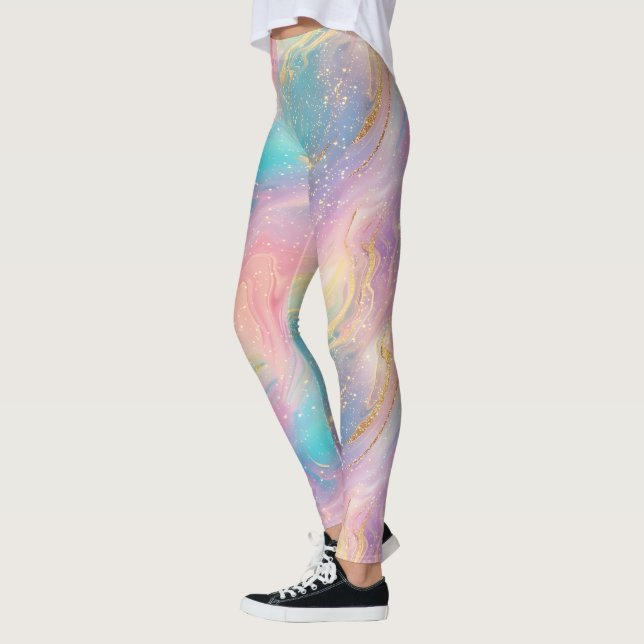 Abstract Pastel Glitter Seamless Pattern Leggings (Left)