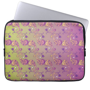 Abstract Pastel Green and Pink Paisley Floral Laptop Sleeve