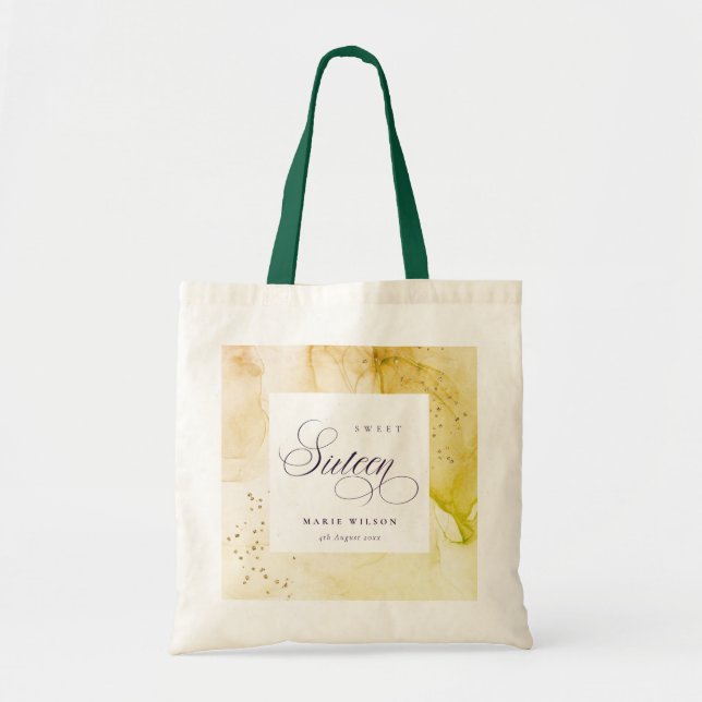 Abstract Pastel Lime Green Sweet 16 Birthday Tote Bag (Front)