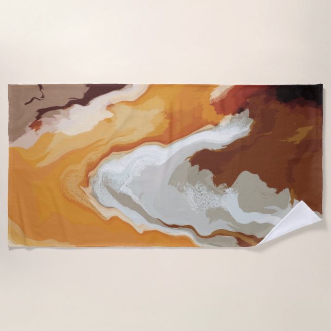 Abstract Pastel Paint Fox Tail Edition Beach Towel (Front)