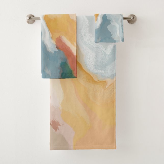 Abstract Pastel Paint Summer Edition Bath Towel Set (Insitu)