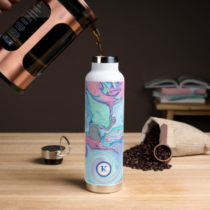 Abstract Pastel Paint Swirl Personalized Water Bottle