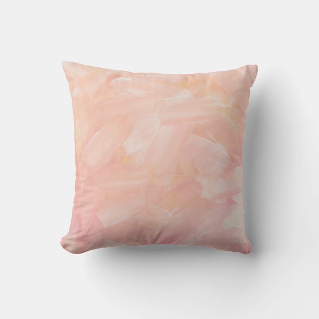 Abstract pastel pink blush painted. Soft brush Throw Pillow (Front)