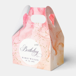 Abstract Pastel Pink Orange Any Age Birthday Favor Box