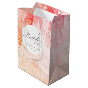 Abstract Pastel Pink Orange Any Age Birthday Medium Gift Bag