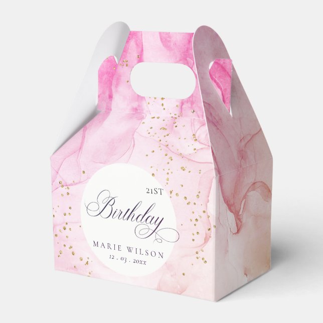 Abstract Pastel Pink Purple Any Age Birthday Favor Box (Front Side)