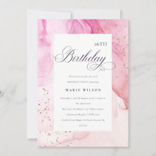 Abstract Pastel Pink Purple Any Age Birthday Invitation