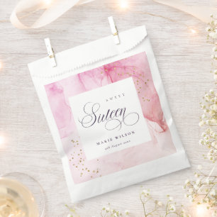 Abstract Pastel Pink Purple Sweet 16 Birthday Favour Bag