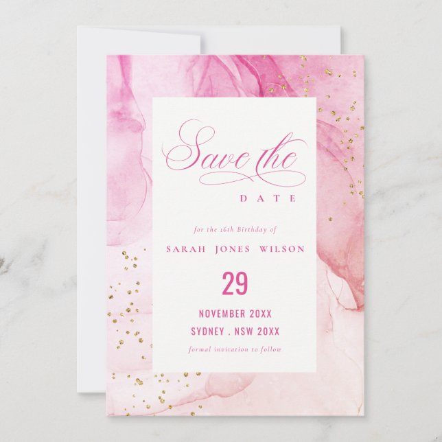 Abstract Pastel Pink Purple Sweet 16 Birthday Invitation (Front)