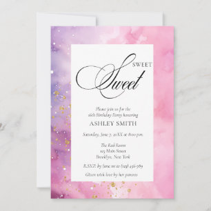 Abstract Pastel Pink Purple Sweet 16 Birthday Invitation