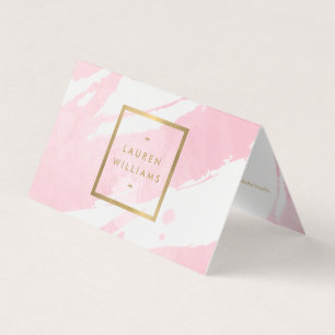 Abstract Pastel Pink Watercolor Brushstrokes Business Card