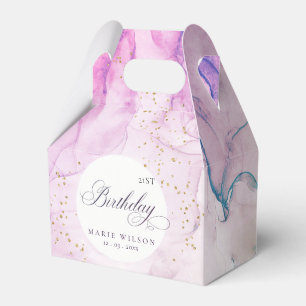 Abstract Pastel Purple Blue Teal Any Age Birthday Favor Box