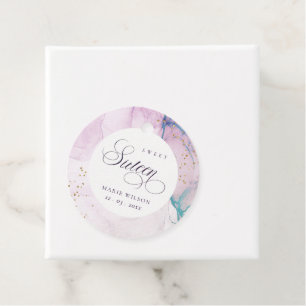 Abstract Pastel Purple Blue Teal Sweet 16 Birthday Favour Tags