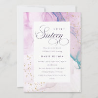 Abstract Pastel Purple Teal Blue Sweet 16 Birthday