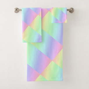 Abstract Pastel Rainbow Coloured  Bath Towel Set