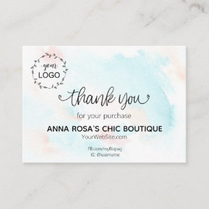 *~*Abstract Pastel Rainbow Heart Thank You Logo QR Enclosure Card