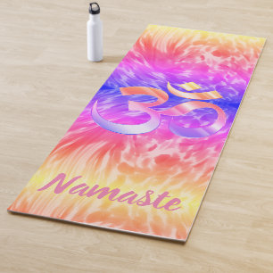  Abstract pastel rainbow paint strokes OM symbol  Yoga Mat