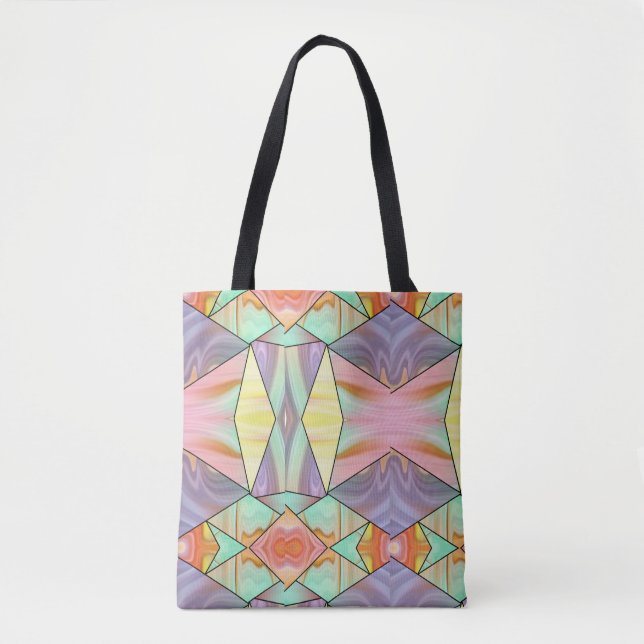 Abstract Pastel Stained Liquid Marble Geometric Tote Bag (Front)