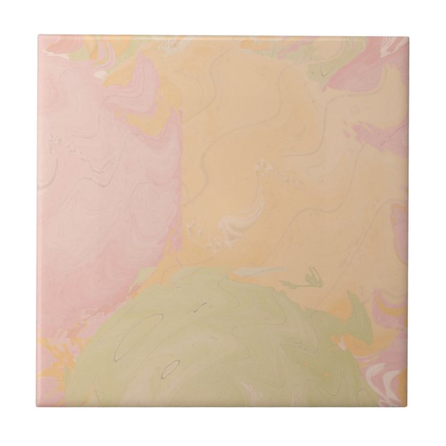 Abstract Pastel Swirl Peach Tile (Front)