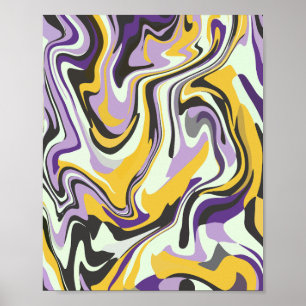Abstract Pastel Swirl with Yellow and Purple Poster