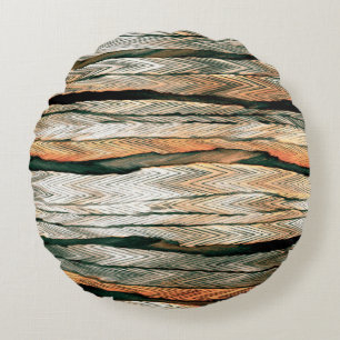 Abstract pastel tones colour neutral geo dyed mela round pillow