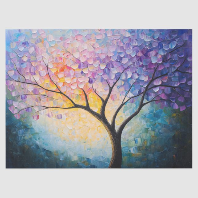 Abstract Pastel Tree Spring Oil Painting Decoupage Tissue Paper (Front)