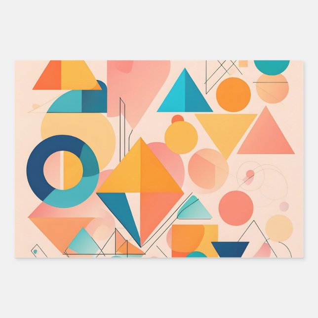 abstract pastel triangles wrapping paper sheet (Front)