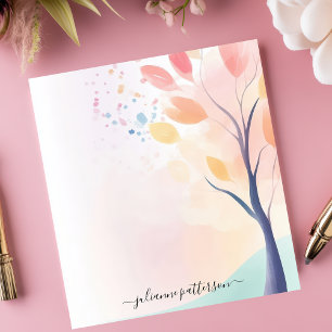 Abstract Pastel Watercolor Tree Personalized Name Notepad