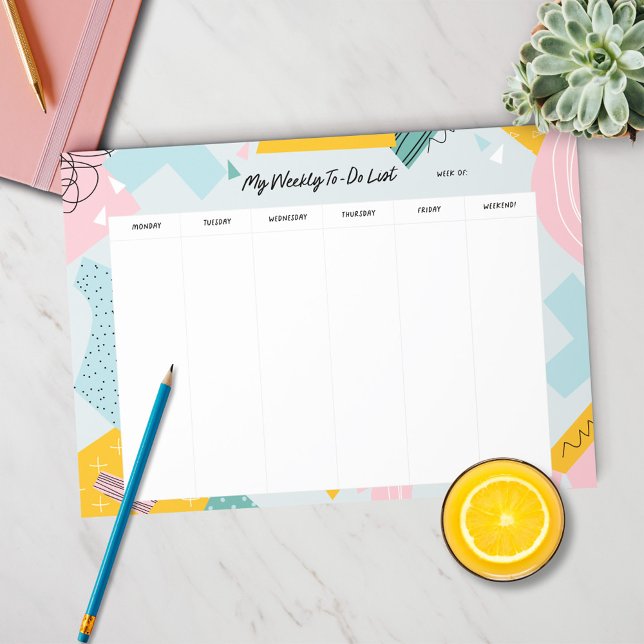 Abstract Pastel Weekly Planner Notepad (Creator Uploaded)