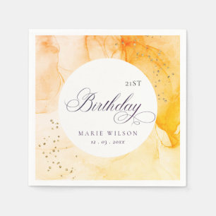 Abstract Pastel Yellow Orange Any Age Birthday Napkin